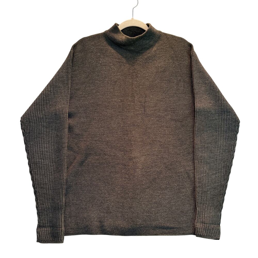 Vintage Perry Ellis Sweater Mens Medium Gray Wool Blend Mock Neck Hong Kong 90s